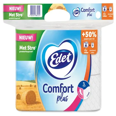 Image de Edet Rouleau de papier toilette Comfort Plus PCR (6 rouleaux)