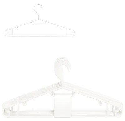 5er-Set rutschfeste Kunststoff-Kleiderbügel, weiß, platzsparend