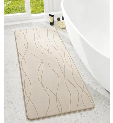 Productafbeelding van Badmat met geheugenschuim, antislip, zacht, absorberend, wasbaar, beige, 60x150 cm
