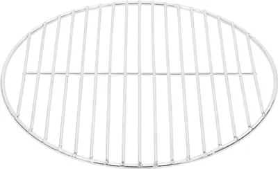 A round grill grate made of stainless steel.