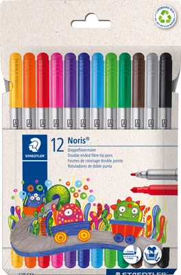 Produktbild von STAEDTLER Noris Club Fasermaler mit Doppelspitze 12-er Pack retail
