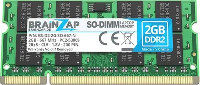 Obrázok produktu pre BRAINZAP 2GB DDR2 RAM SO-DIMM PC2-5300S 2Rx8 667 MHz 1,8V CL5 Pamäť pre notebooky
