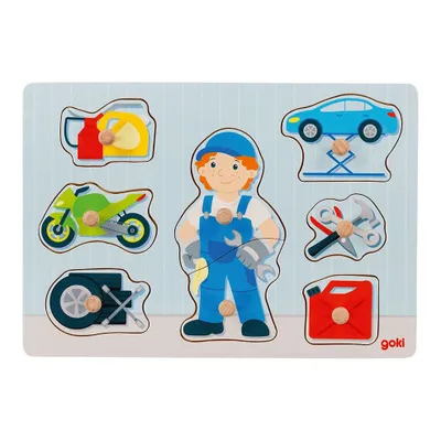 Obrázek produktu pro Goki Dřevěné bublinkové puzzle Mechanic, 8ks.