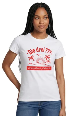 Produktbild von Spreadshirt Die Drei Fragezeichen Rocky Beach California Frauen T-Shirt, S, Weiß