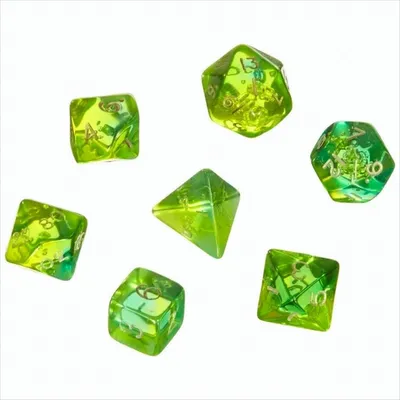 Produktbild von Pegasus Würfel - Gem Blitz Grün (7er-Set in Acrylbox)