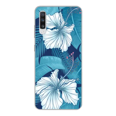 Produktbild von MuchoWow® Handyhülle Schutzhülle Hülle für Samsung Galaxy A70 Tropisch - Blumen - Blau Silikon Softcase Handy Hülle - Schutzhaube