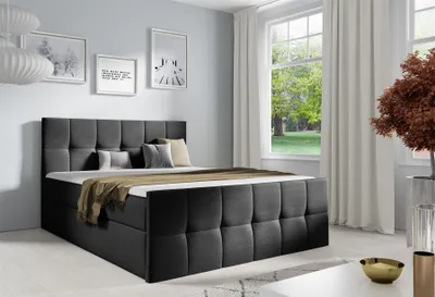 Produktbild von Boxspringbett Schlafzimmerbett CARMEN LUX 160x200cm Stoff Inari Schwarz