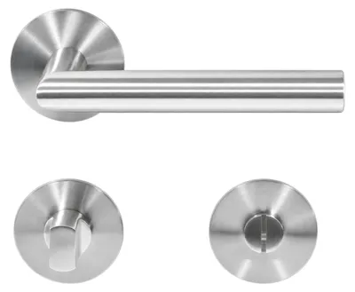 Produktbild von Toulouse Drückergarnitur MeinTürgriff Flachrosette Edelstahl matt Türdrücker BB PZ WC