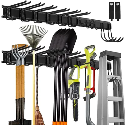 Produktbild von Werkzeugorganizer für Gartenwerkzeuge – Standfuß – 162,5 cm – 12 Haken – Für Wand, Garage und Garten