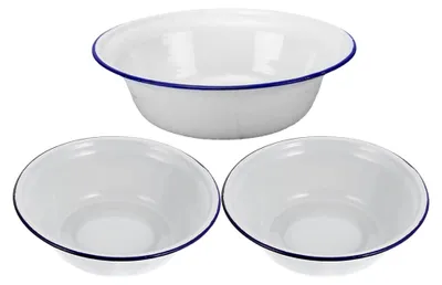 Produktbild von 3 Stück Emaille Schüsseln 16cm Lebensmittelecht Retro Suppenschalen mit Großem Fassungsvermögen Stabile Küchenschalen für Suppe und Salat