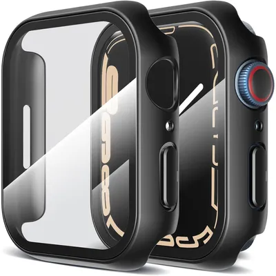 Produktbild von Schutzhülle 2 Stück für Apple Watch Series 9/8/7 41mm Schwarz Hard PC Displayschutz