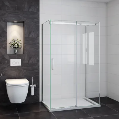 Produktbild von 80x110x80cm (Seitenwand 80cm)Schiebetür Gleittür  8mm ESG Glas Dusche Echtglas NANO Duschabtrennung Duschwand   Höhe:195cm