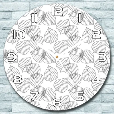 Produktbild von Wanduhr aus Glas Rund fi 30 Geometrische Blätter Quarz Deko Wohnzimmer Büro