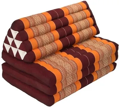 Zdjęcie produktu dla Fine Asianliving Thai Cushion Triangle Cushion 3 Cushions XXXL Kapok 80x190x7cm Burgundy Red Orange Thai Cushion Meditation Matress Kapok 301-N05