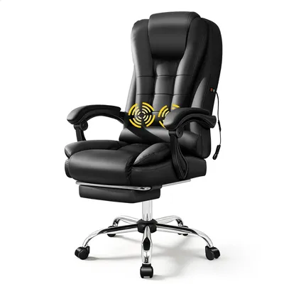 Produktbild von ALFORDSON Bürostuhl Gaming-Stuhl, Massage-Computerstuhl mit Wippfunktion mit verstellbaren Armlehnen, höhenverstellbar, Schwarz