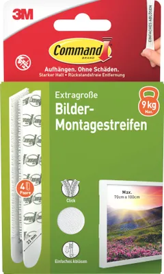 Produktbild von Command™ Bilder-Montage-Strips, Weiß, XL, 4 Paare, Selbstklebend ohne Bohren