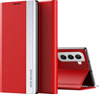 Image de Galaxy S22 Plus 5G Case, étui magnétique en cuirPolyuréthaneavec fonction stand pour Samsung Galaxy S22 Plus 5G Rouge