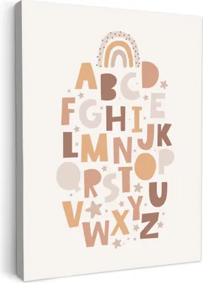 Produktbild von MuchoWow® - Leinwandbilder - Pädagogisch - Alphabet lernen - Regenbogen - Pastell - Buchstaben, Wandbild, Wanddeko Bilder Wohnzimmer, 30x40 cm
