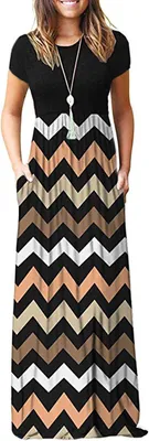 Productafbeelding van Dames maxi-jurk met lange mouwen, zijzakken en elastische taille