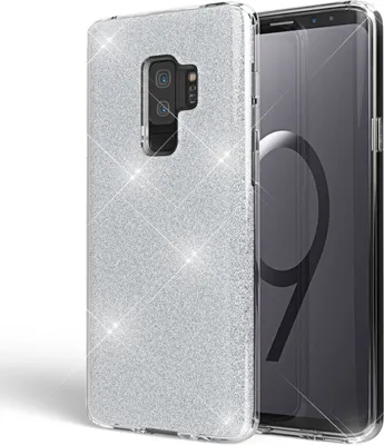 Produktbild von NALIA Handy Hülle für Samsung Galaxy S9 Plus, Glitzer Case Cover Tasche Bumper Silber