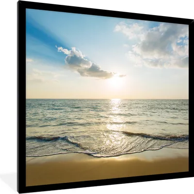 Produktbild von MuchoWow® Gerahmtes Poster Meer - Sommer - Strand 40x40 cm - Poster mit Schwarzem Bilderrahmen Wandposter Rahmen Foto Bilder - Mit Rahmen - Wanddekoration Schlafzimmer