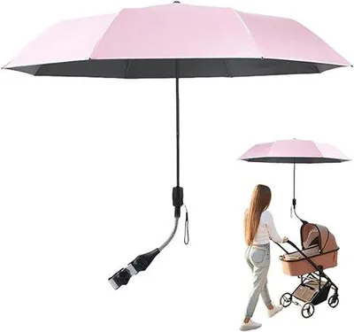 Produktbild von Kinderwagenschirm mit hohem UV-Schutz, klappbarer Halter für Kinderwagen und Rollstuhlwagen