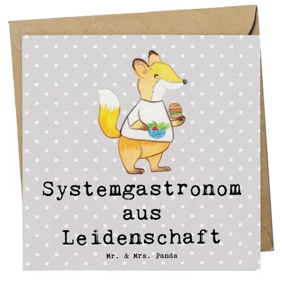 Produktbild von Mr. & Mrs. Panda Grußkarte Systemgastronom Leidenschaft - Grau Pastell - Geschenk, doppelkarte, Klappkarte, anlasskarte, Glückwunschkarte, faltkarte