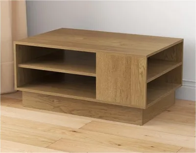 Produktbild von GOPLUS Couchtisch, Rechteckiger Kaffeetisch mit offenen Ablagen, Mitteltisch Stubentisch Wohnzimmertisch Sofatisch, Natur