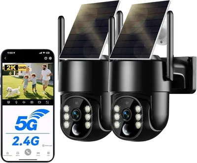 Produktbild von WESECUU Überwachungskamera Außen Solar WLAN Kabellos 2,5K 4MP mit 5W Solarpanel,