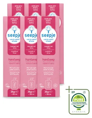 Produktbild von 6 x Seepje Handseife Nachfüller - Lavendel und Tonka - 38 g - Großpackung - 6 Stücke