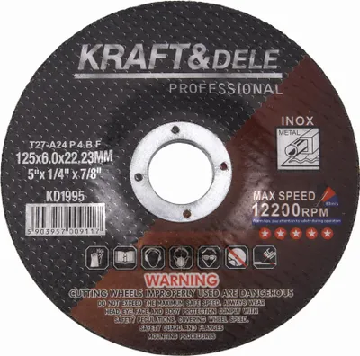 Zdjęcie produktu dla Ściernica Kraft&Dele KD1995 do stali nierdzewnej 125x6,0x22,23mm