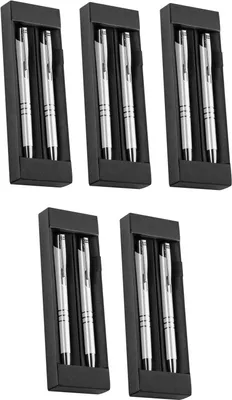 Produktbild von 5x Metall Schreibset / Kugelschreiber + Druckbleistift / Farbe: weiß
