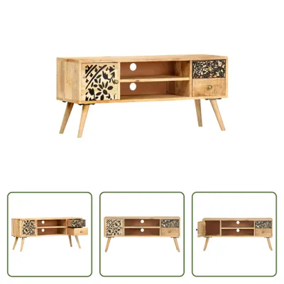 Image de The Living Store Meuble TV 100 x 30 x 45 cm bois massif Mango