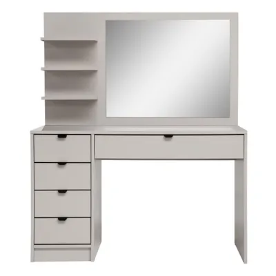 Produktbild von BEAUTYSOFA | Schminktisch MALTA Kaschmir 120 cm mit Spiegel und 5 Schubladen – rechts oder links montierbar, Moderner Frisiertisch, mit Griffe
