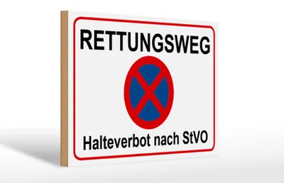 Produktbild von Holzschild Hinweis 30x20cm Rettungsweg Halteverbot nach StVO