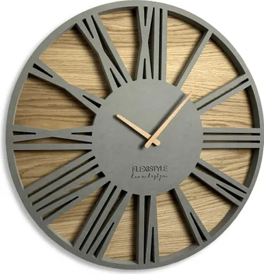 Obrázek produktu pro Velké nástěnné hodiny bez tikání Roman LOFT Grey 50cm, obývací pokoj, ložnice, vyrobeno v EU