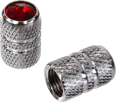 Zdjęcie produktu dla Zestaw: 2x kolek zaworu z rhinestone, chrom, czerwony