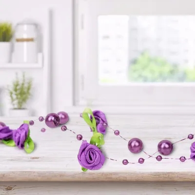 Obrázok produktu pre 5 m falošné kvety umelé perly nevesta reťaz kvetina svadobné kytice dekorácie ��Purple��