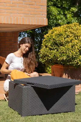 Image de Table de jardin en plastique avec espace de rangement 168 l Toomax OLYMPIA 76 x 59 x 45 cm graphite