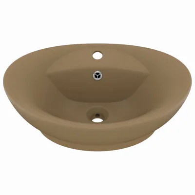 Produktbild von Luxus-Waschbecken Überlauf Oval Matt Creme 58,5x39cm Keramik