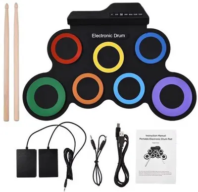 Productafbeelding van Elektronisch Drumstel voor Beginners met 7 Siliconen Pads