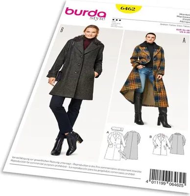 Zdjęcie produktu dla Wykrój Burda 6462 – płaszcz w kształcie litery A, długi płaszcz