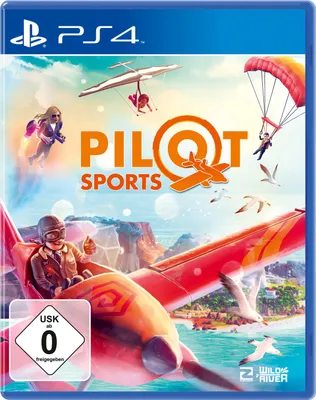 The cover art for the video game 'Pilot Sports' for PlayStation 4, featuring various aerial sports and characters.
