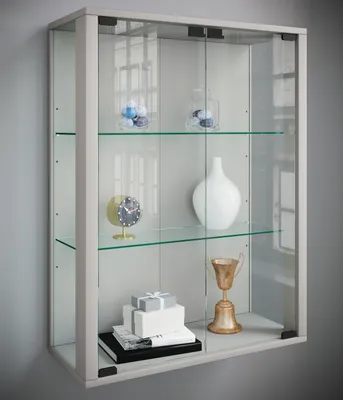 Produktbild von VCM Glasvitrine hängend | Vitrine Glas mit ESG-Sicherheitsglas | Maße: H. 80 x B. 60 x T. 25 cm | Hängevitrine Glas | Modern und platzsparend | Glas Vitrinenschrank - Udina