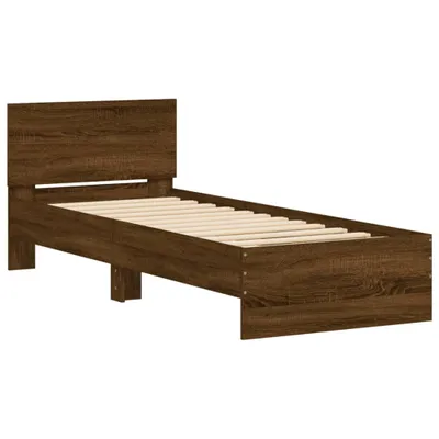 Image de vidaXL Cadre de lit sans matelas avec tête de lit en chêne brun 90x200 cm