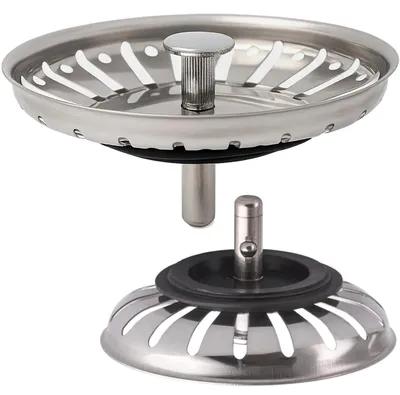 Produktbild von Spülbeckenstöpsel Siebkorb Ablaufstopfen Metall Universal 75 mm Küchenspüle Edelstahl Silber