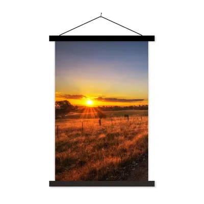 Produktbild von MuchoWow® Textilposter Sonne - Gras - Baum - Natur 120x180 cm mit schwarzem Rahmen - Fotos