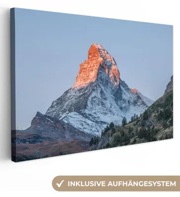 Zdjęcie produktu dla MuchoWow® - Obraz na płótnie - Matterhorn w Szwajcarii o wschodzie słońca, fototapeta, dekoracja ścienna do salonu, 30x20cm