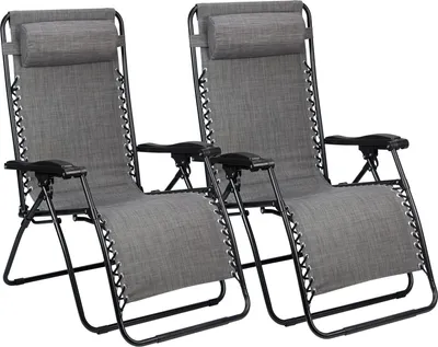 Imagen del producto de Sillas de camping tipo tumbona, modelo IV, color gris, paquete de 2 unidades
