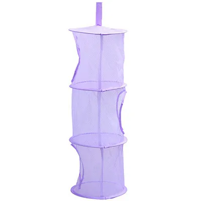 Produktbild von 3 Regal Hanging Storage Net Kinder Spielzeug Organizer Beutel Schlafzimmer Wallentür Schrank-Lila